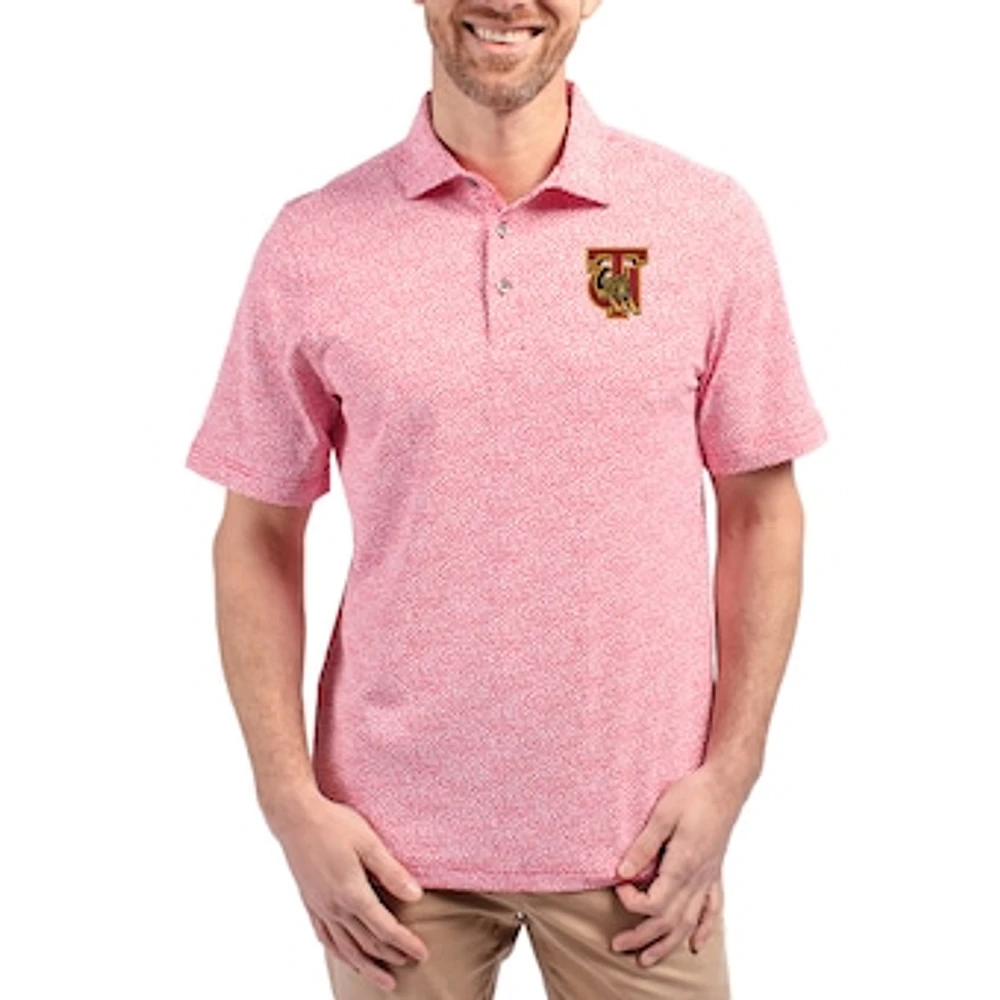 Men's Cutter & Buck Tuskegee Golden Tigers Virtue Eco Pique Botanical Print Recycled DryTec Polo