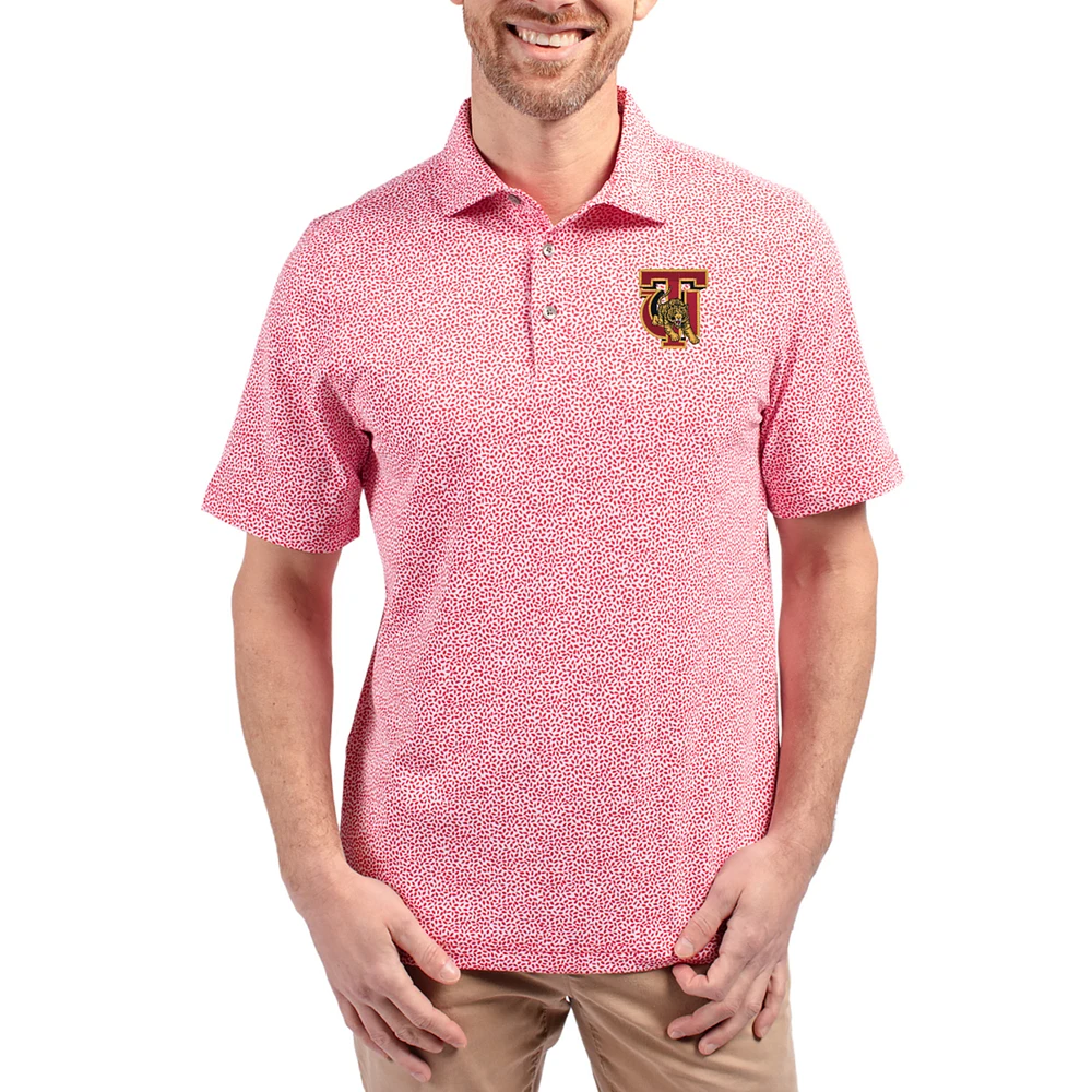 Men's Cutter & Buck Tuskegee Golden Tigers Virtue Eco Pique Botanical Print Recycled DryTec Polo
