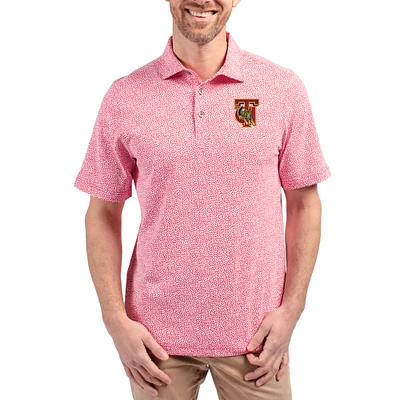 Men's Cutter & Buck Tuskegee Golden Tigers Virtue Eco Pique Botanical Print Recycled DryTec Polo