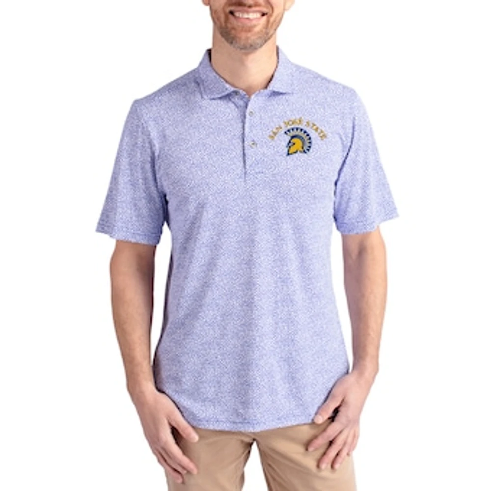 Men's Cutter & Buck Royal San Jose State Spartans Virtue Eco Pique Botanical Print Recycled DryTec Polo