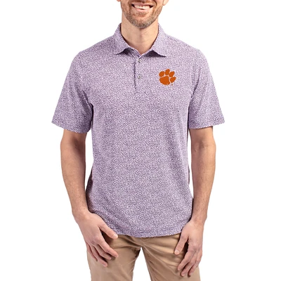 Men's Cutter & Buck Clemson Tigers Virtue Eco Pique Botanical Print Recycled DryTec Polo