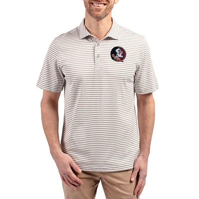 Men's Cutter & Buck Florida State Seminoles Virtue Eco Pique Stripe Recycled DryTec Polo