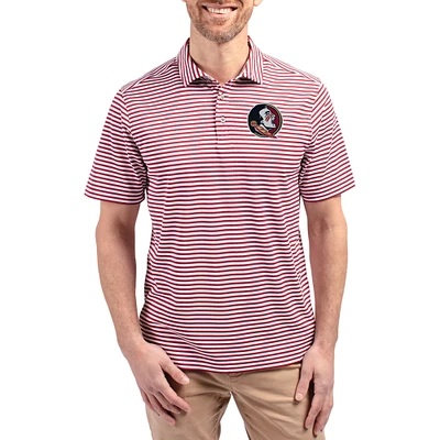 Men's Cutter & Buck Garnet Florida State Seminoles Virtue Eco Pique Stripe Recycled DryTec Polo