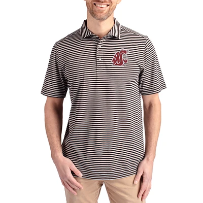 Men's Cutter & Buck Washington State Cougars Virtue Eco Pique Stripe Recycled DryTec Polo