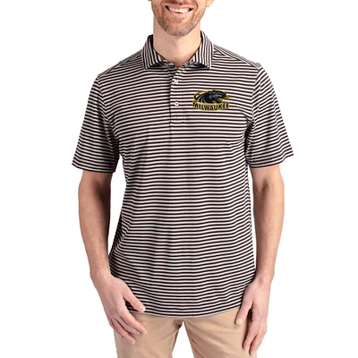 Men's Cutter & Buck Wisconsin-Milwaukee Panthers Virtue Eco Pique Stripe Recycled DryTec Polo