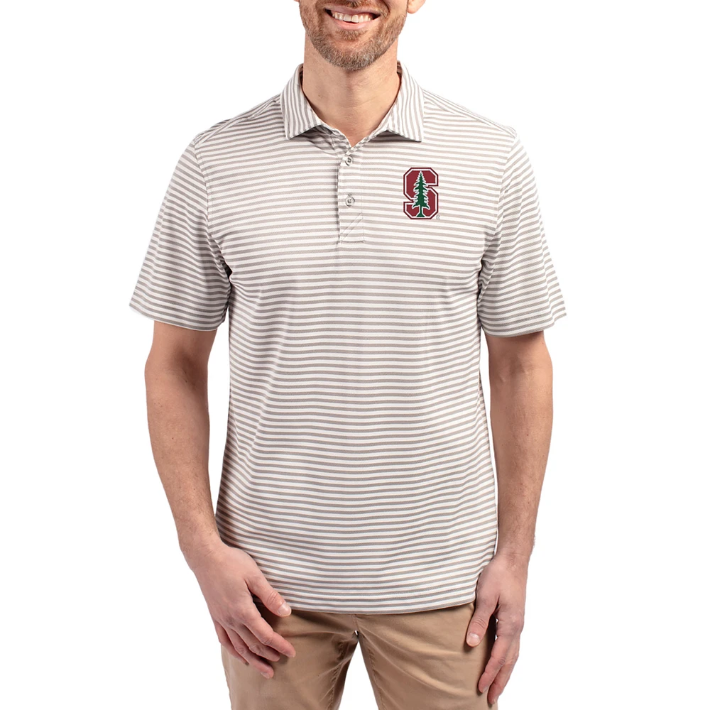 Men's Cutter & Buck Stanford Cardinal Virtue Eco Pique Stripe Recycled DryTec Polo