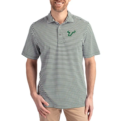 Men's Cutter & Buck South Florida Bulls Virtue Eco Pique Stripe Recycled DryTec Polo