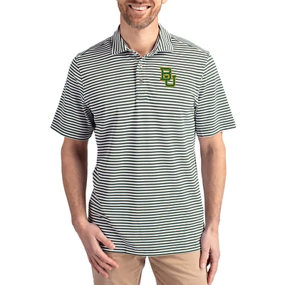 Men's Cutter & Buck Baylor Bears Virtue Eco Pique Stripe Recycled DryTec Polo
