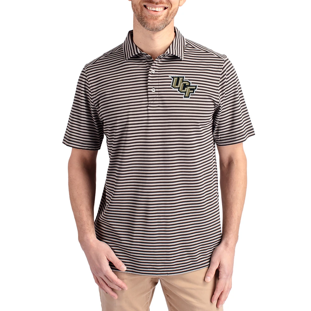 Men's Cutter & Buck UCF Knights Virtue Eco Pique Stripe Recycled DryTec Polo