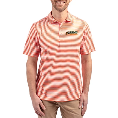 Men's Cutter & Buck Florida A&M Rattlers Virtue Eco Pique Stripe Recycled DryTec Polo