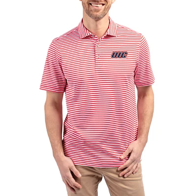 Men's Cutter & Buck UIC Flames Virtue Eco Pique Stripe Recycled DryTec Polo