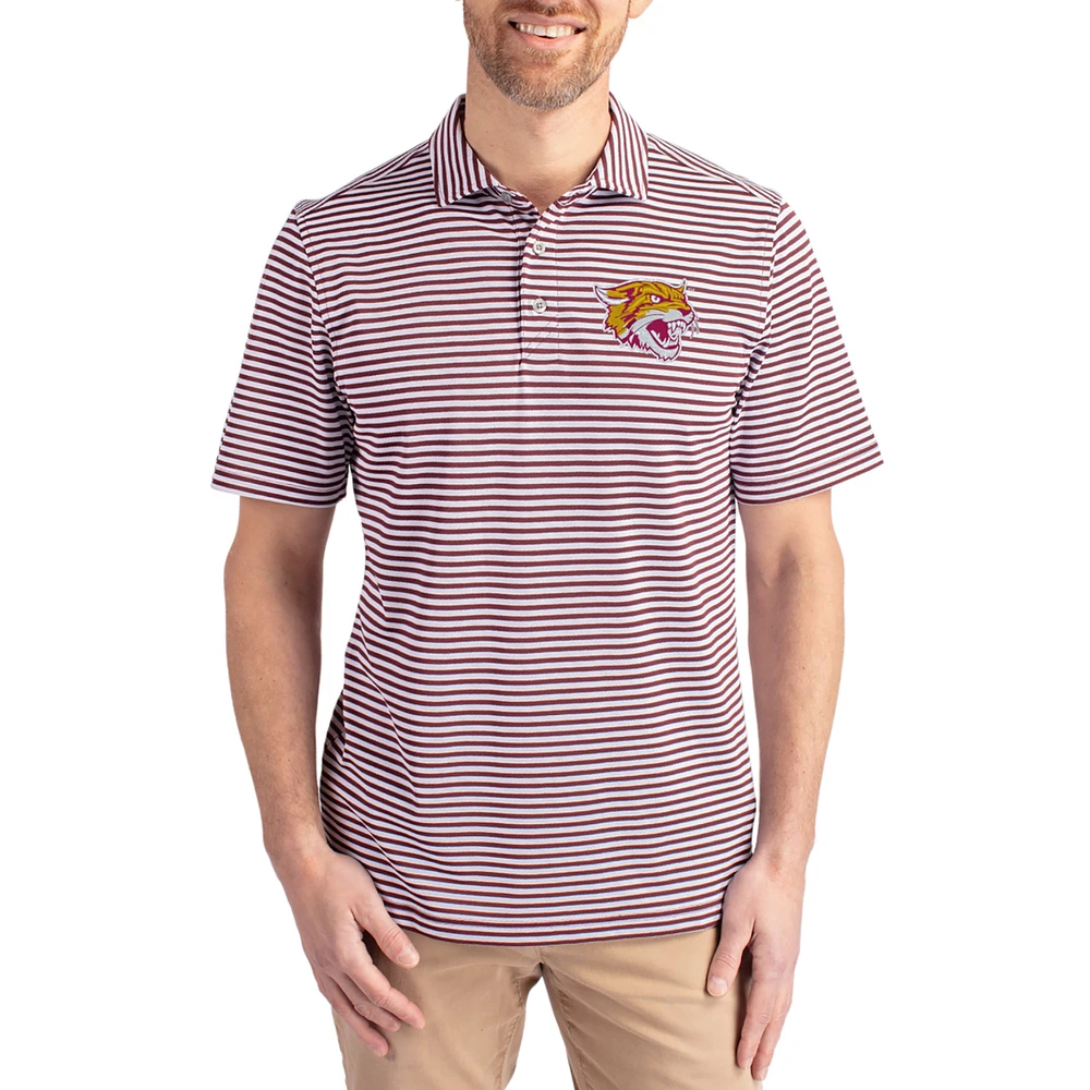 Men's Cutter & Buck Maroon Bethune-Cookman Wildcats Virtue Eco Pique Stripe Recycled DryTec Polo