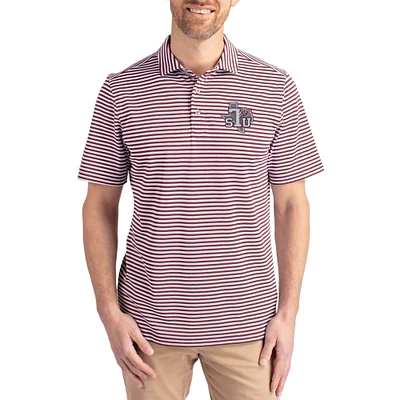 Men's Cutter & Buck Maroon Texas Southern Tigers Virtue Eco Pique Stripe Recycled DryTec Polo