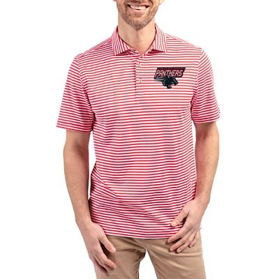 Men's Cutter & Buck Clark Atlanta University Panthers Virtue Eco Pique Stripe Recycled DryTec Polo