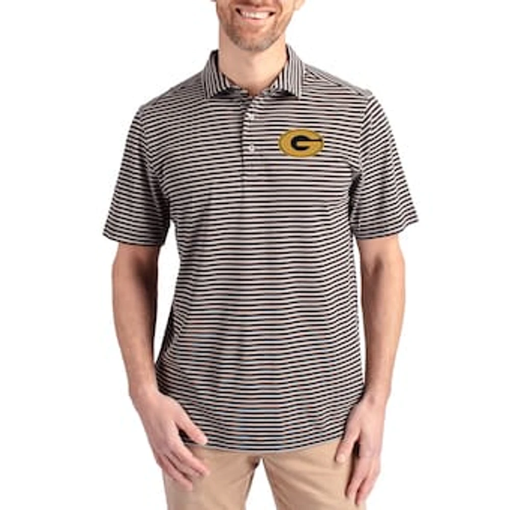 Men's Cutter & Buck Grambling Tigers Virtue Eco Pique Stripe Recycled DryTec Polo