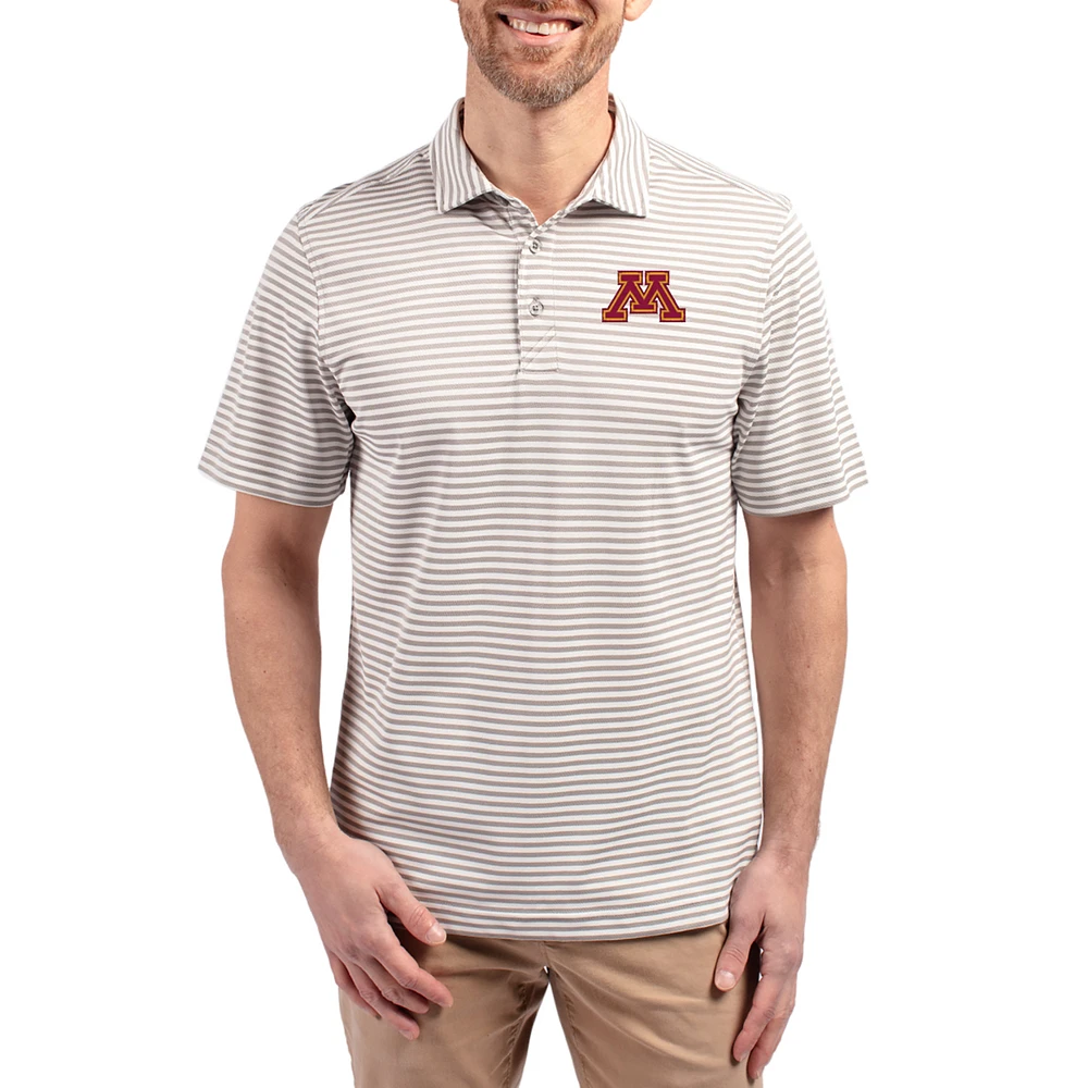 Men's Cutter & Buck Minnesota Golden Gophers Virtue Eco Pique Stripe Recycled DryTec Polo