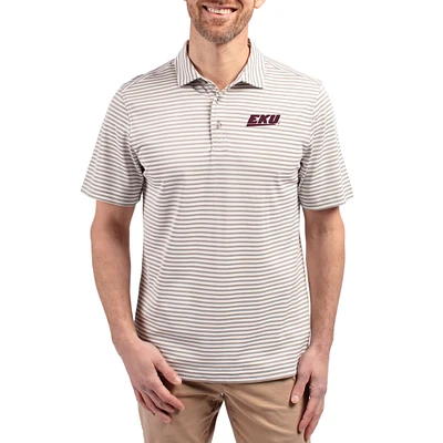 Men's Cutter & Buck Eastern Kentucky Colonels Virtue Eco Pique Stripe Recycled DryTec Polo