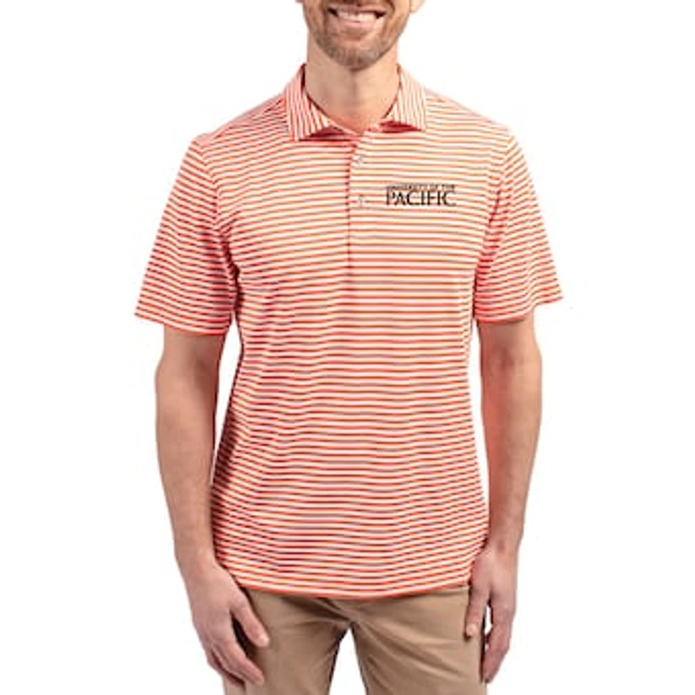Men's Cutter & Buck Pacific Tigers Virtue Eco Pique Stripe Recycled DryTec Polo
