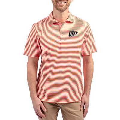 Men's Cutter & Buck UTEP Miners Virtue Eco Pique Stripe Recycled DryTec Polo