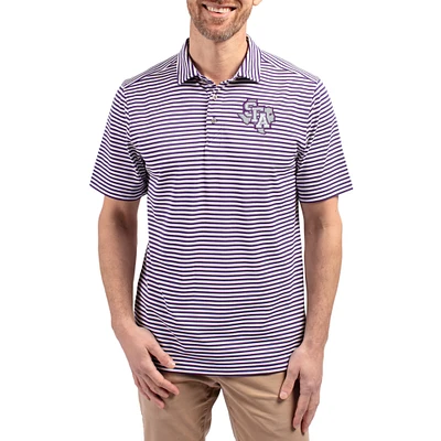 Men's Cutter & Buck Stephen F Austin Lumberjacks Virtue Eco Pique Stripe Recycled DryTec Polo