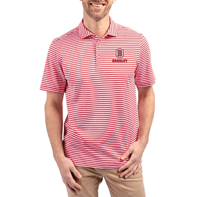 Men's Cutter & Buck Bradley Braves Virtue Eco Pique Stripe Recycled DryTec Polo