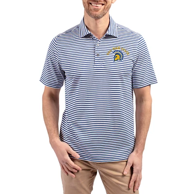 Men's Cutter & Buck Royal San Jose State Spartans Virtue Eco Pique Stripe Recycled DryTec Polo