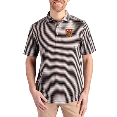 Men's Cutter & Buck Tuskegee Golden Tigers Virtue Eco Pique Stripe Recycled DryTec Polo