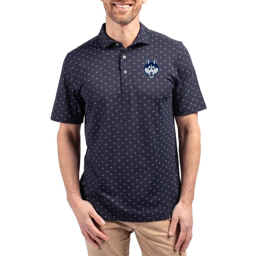 Men's Cutter & Buck Navy UConn Huskies Virtue Eco Pique Tile Print Recycled DryTec Polo