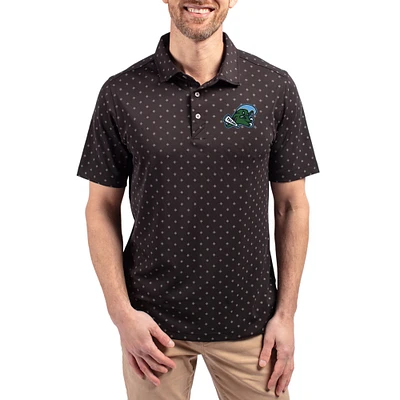 Men's Cutter & Buck Tulane Green Wave Virtue Eco Pique Tile Print Recycled DryTec Polo