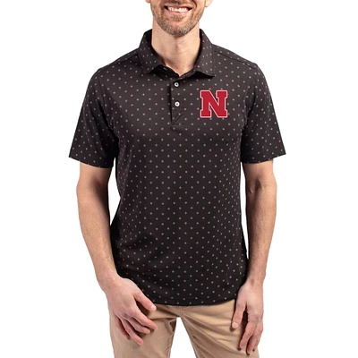 Men's Cutter & Buck Nebraska Huskers Virtue Eco Pique Tile Print Recycled DryTec Polo