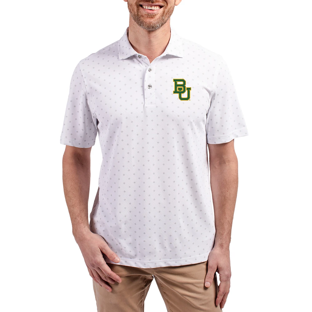 Men's Cutter & Buck Baylor Bears Virtue Eco Pique Tile Print Recycled DryTec Polo