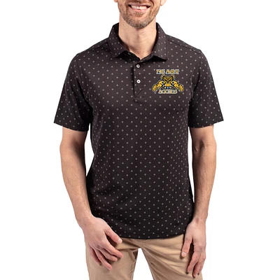 Men's Cutter & Buck Black North Carolina A&T Aggies Virtue Eco Pique Tile Print Recycled DryTec Polo