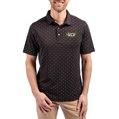 Men's Cutter & Buck Black VCU Rams Virtue Eco Pique Tile Print Recycled DryTec Polo