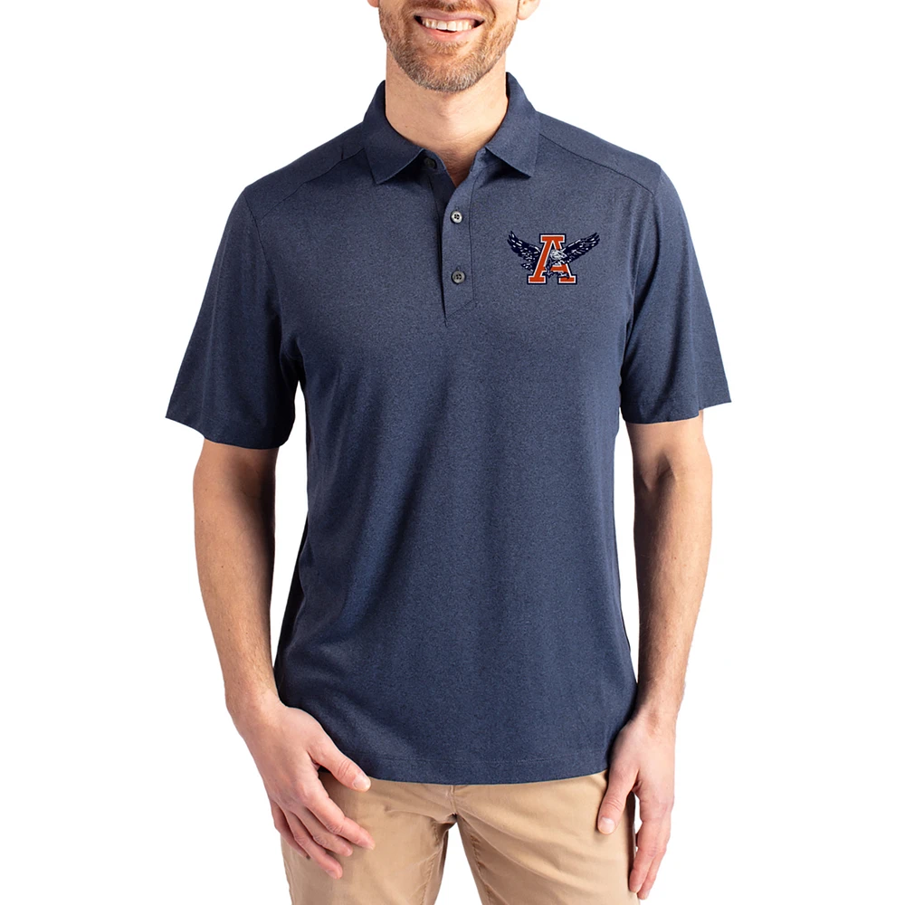 Men's Cutter & Buck Heather Navy Auburn Tigers Forge Eco Stretch Recycled Polo