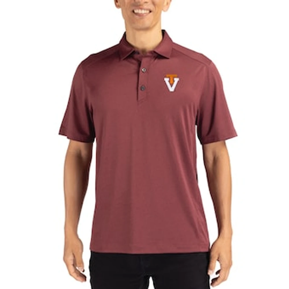Men's Cutter & Buck Heather Maroon Virginia Tech Hokies Forge Eco Stretch Recycled Polo