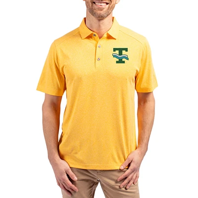Men's Cutter & Buck Heather Gold Tulane Green Wave Forge Eco Stretch Recycled Polo