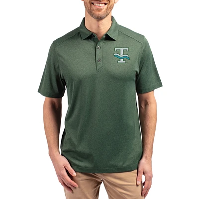 Men's Cutter & Buck Heather Green Tulane Wave Forge Eco Stretch Recycled Polo