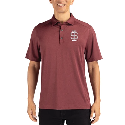 Men's Cutter & Buck Heather Maroon Southern Illinois Salukis Forge Eco Stretch Recycled Polo
