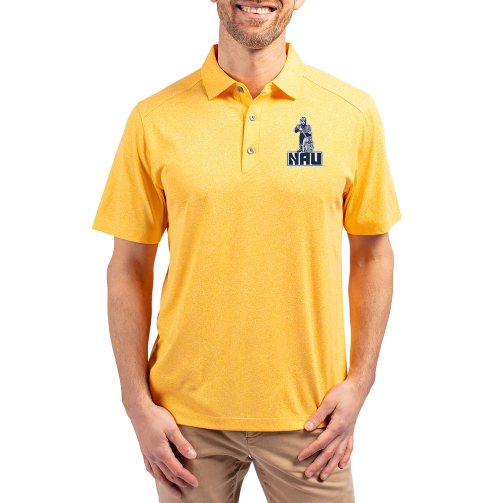 Men's Cutter & Buck Heather Gold Northern Arizona Lumberjacks Forge Eco Stretch Recycled Polo