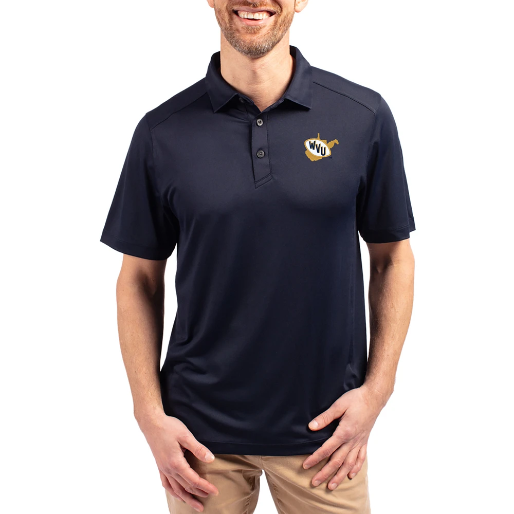 Men's Cutter & Buck Navy West Virginia Mountaineers Forge Eco Stretch Recycled Polo