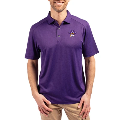 Men's Cutter & Buck Heather Purple ECU Pirates Forge Eco Stretch Recycled Polo