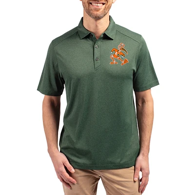 Men's Cutter & Buck Heather Green Miami Hurricanes Forge Eco Stretch Recycled Polo
