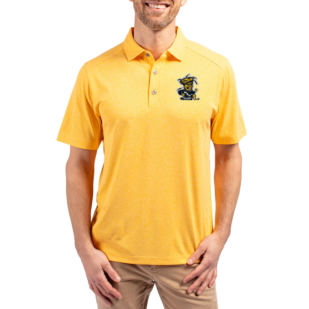Men's Cutter & Buck Heather Gold Wichita State Shockers Forge Eco Stretch Recycled Polo