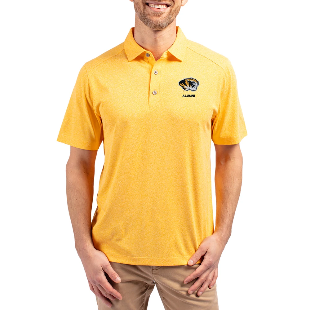 Men's Cutter & Buck Heather Gold Missouri Tigers Forge Alumni Eco Stretch Recycled Polo