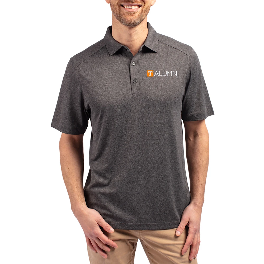 Men's Cutter & Buck Heather Black Tennessee Volunteers Forge Alumni Eco Stretch Recycled Polo
