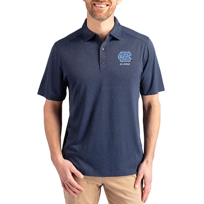Men's Cutter & Buck Heather Navy North Carolina Tar Heels Forge Alumni Eco Stretch Recycled Polo