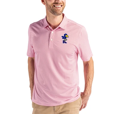 Men's Cutter & Buck White/ Kansas Jayhawks Pike Eco Symmetry Print Stretch Polo