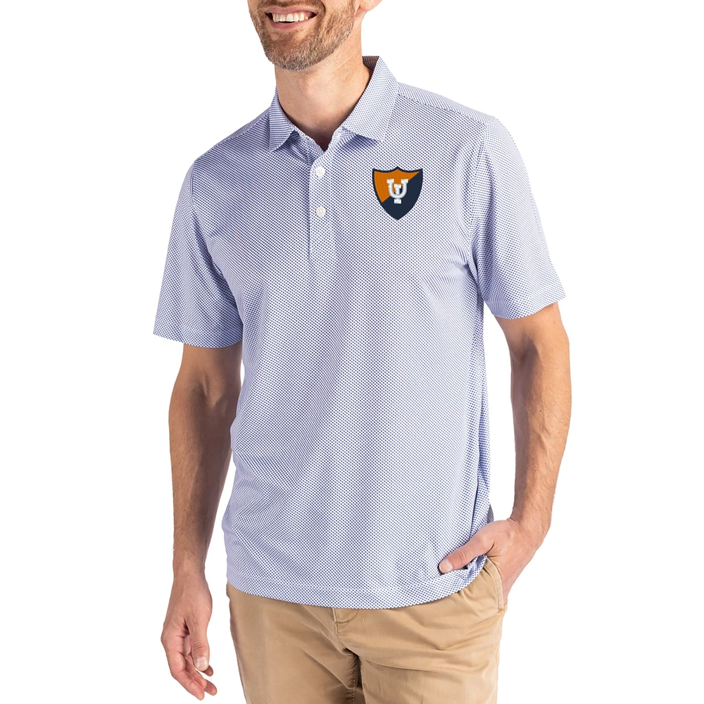 Men's Cutter & Buck White/ Illinois Fighting Illini Pike Eco Symmetry Print Stretch Polo