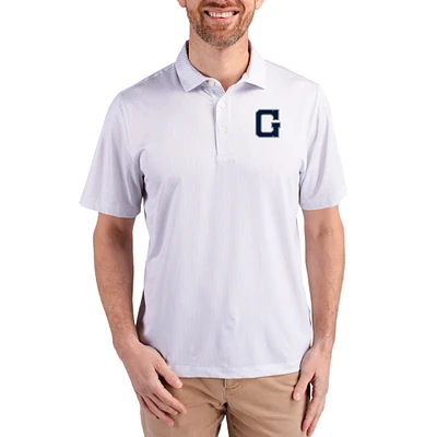 Men's Cutter & Buck White Georgetown Hoyas Pike Eco Symmetry Print Stretch Polo