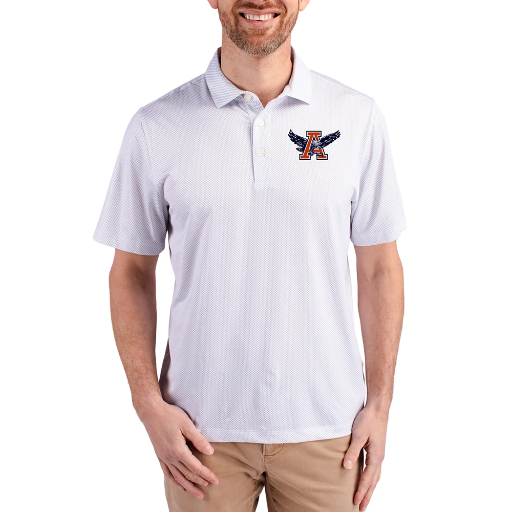 Men's Cutter & Buck White Auburn Tigers Pike Eco Symmetry Print Stretch Polo